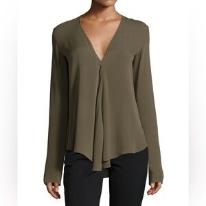 Theory Meniph Silk Blouse Long-Sleeve in Cedar